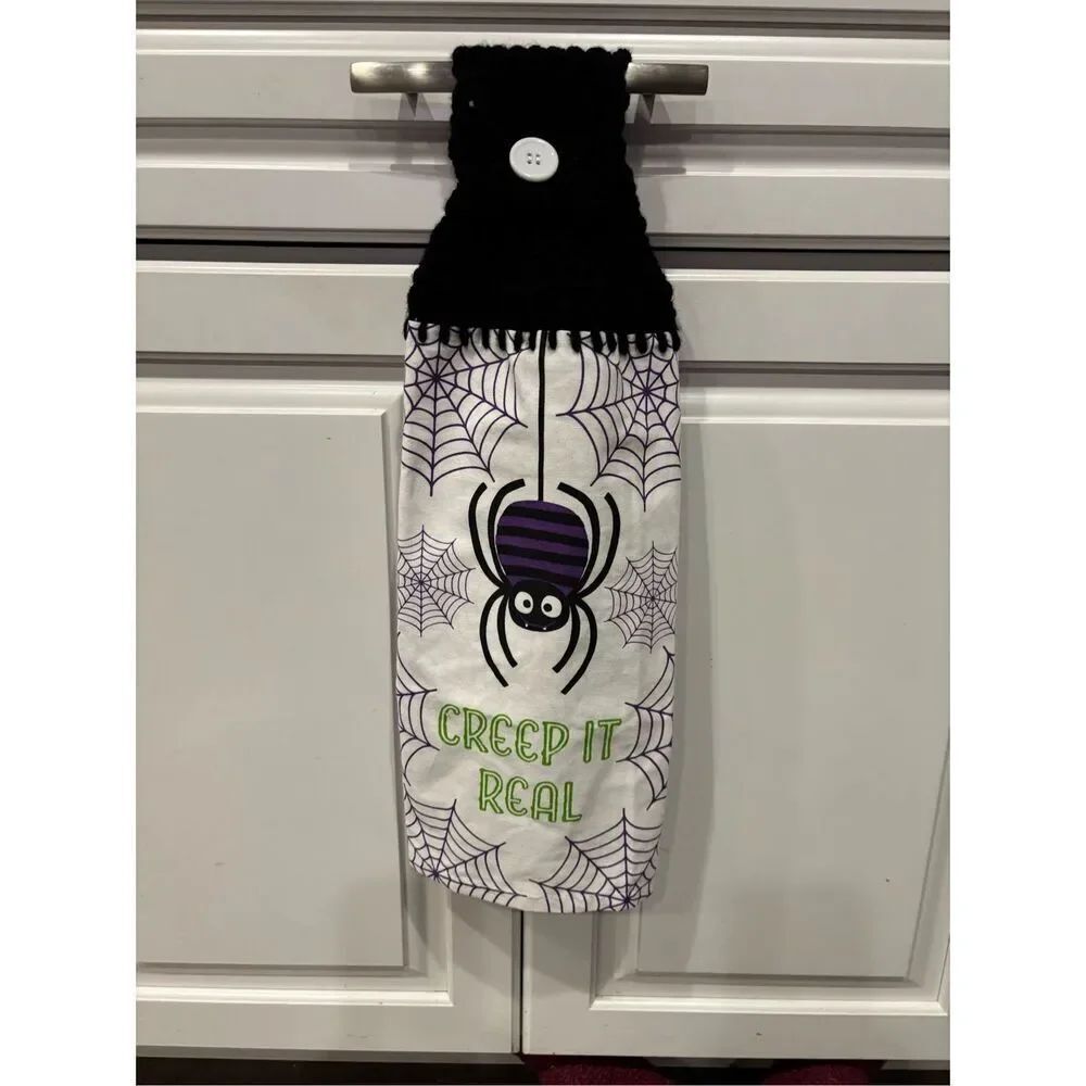 Crochet Top Kitchen Towel-Creep it real (spider)